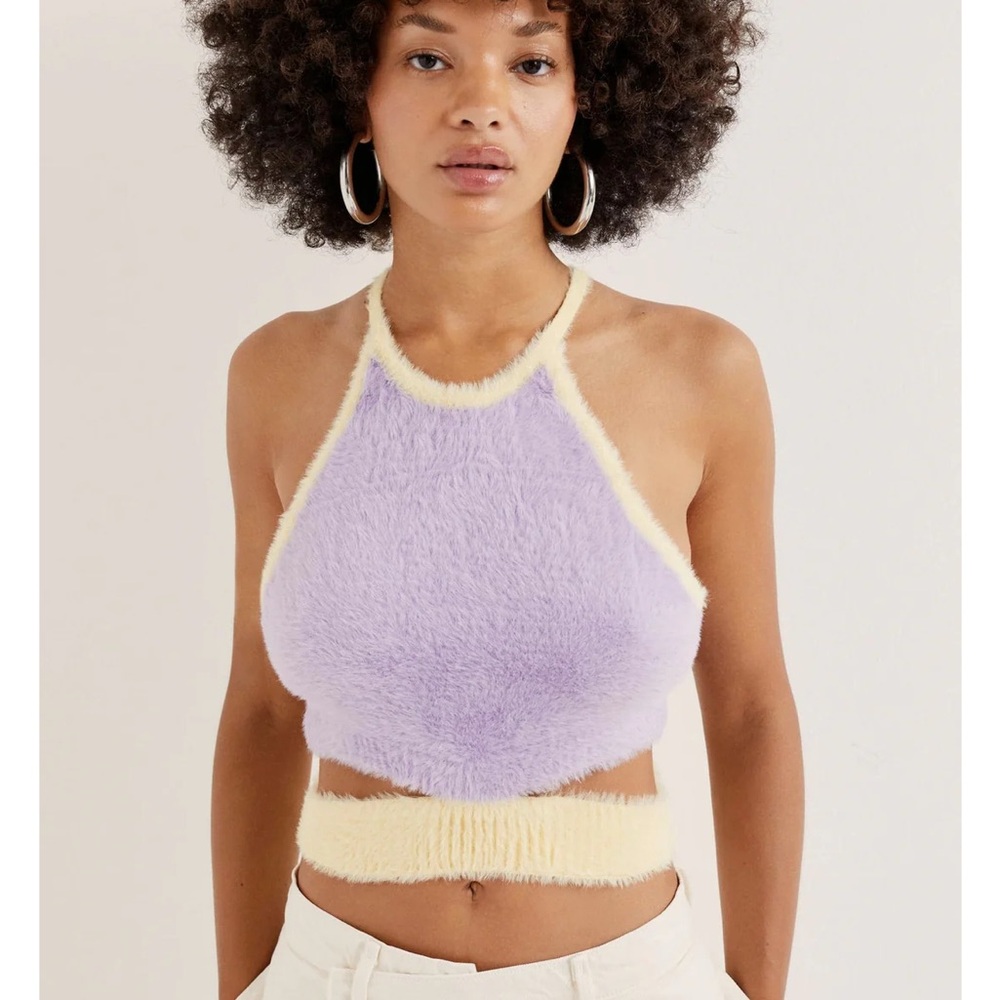 FOR LOVE & LEMONS NWT Maureen Fuzzy Knit Crop Top M